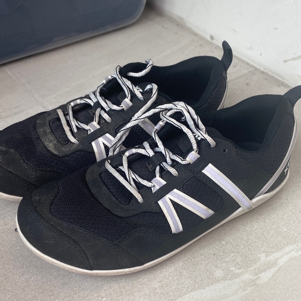 Xero Prio barefoot minimalist zero drop Sleek Black and White Sneakers